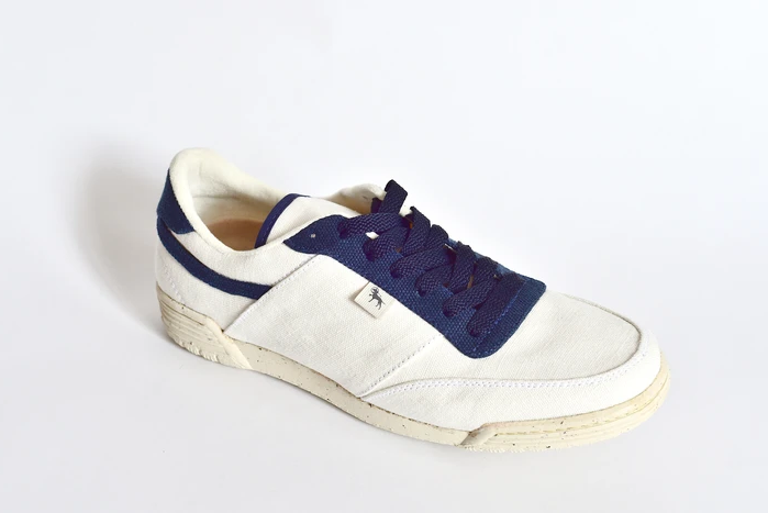 Men's Expedition Organic Hemp Canvas Lace-Up Sneaker White/Dark Blue