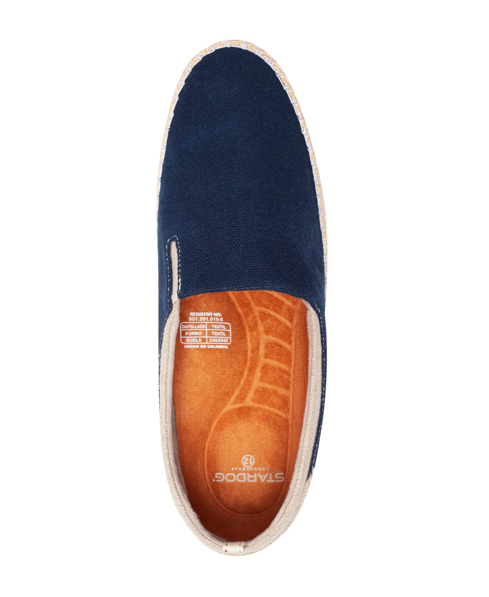 Men's Startonic Slip-On Organic Hemp Canvas Espadrille-Inspired Shoes Dark Blue