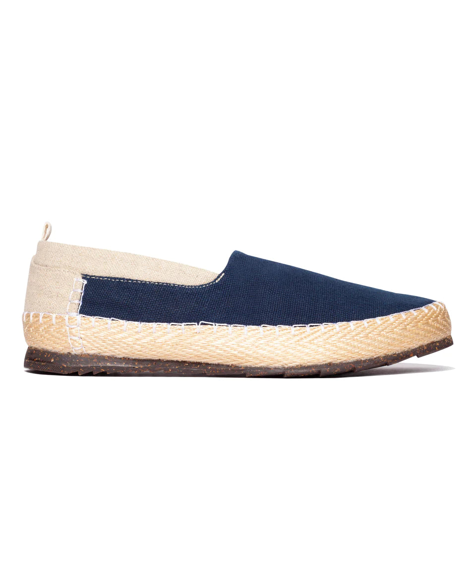 Men's Startonic Slip-On Organic Hemp Canvas Espadrille-Inspired Shoes Dark Blue