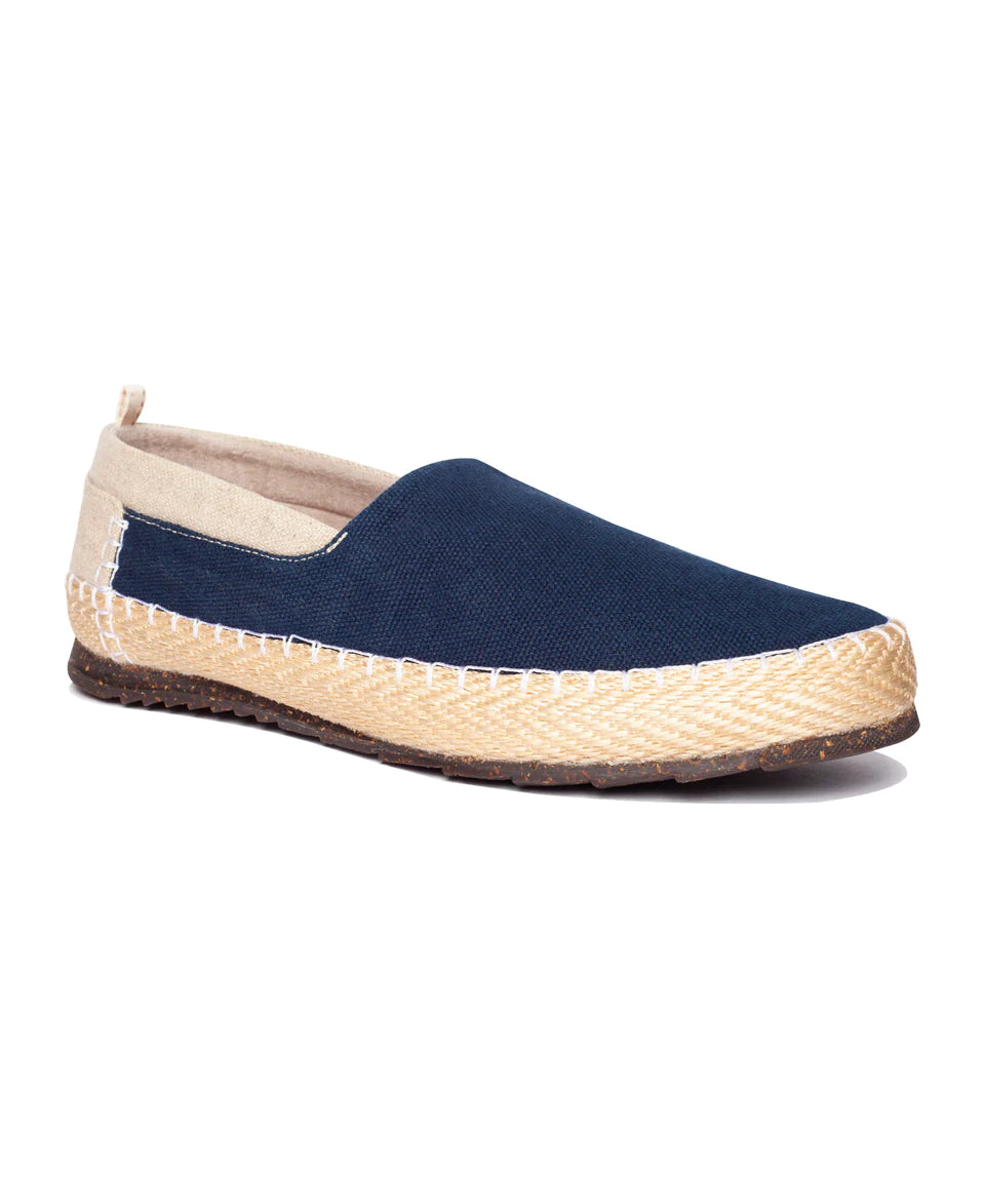 Men's Startonic Slip-On Organic Hemp Canvas Espadrille-Inspired Shoes Dark Blue